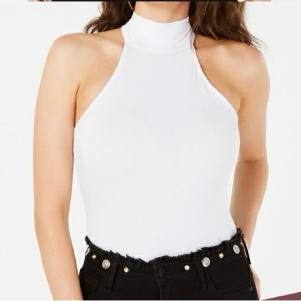 Guess White Sleeveless Cut Out Bodysuit